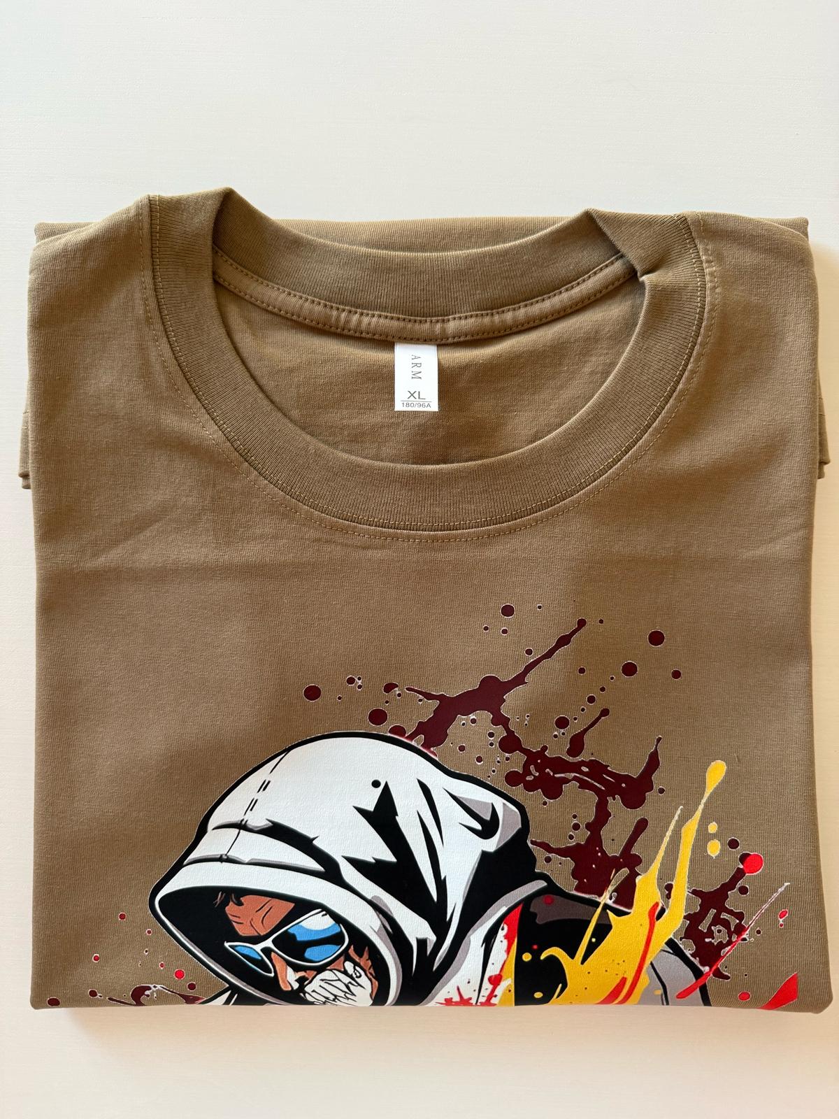 #1-XL- Cotton 100% comfortable breathable T-shirt Kaki