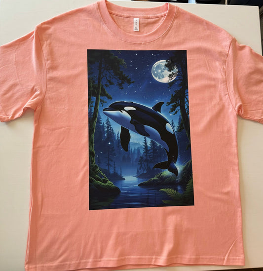 #6-XL- Orca / Killer Whale T-shirt Pink
