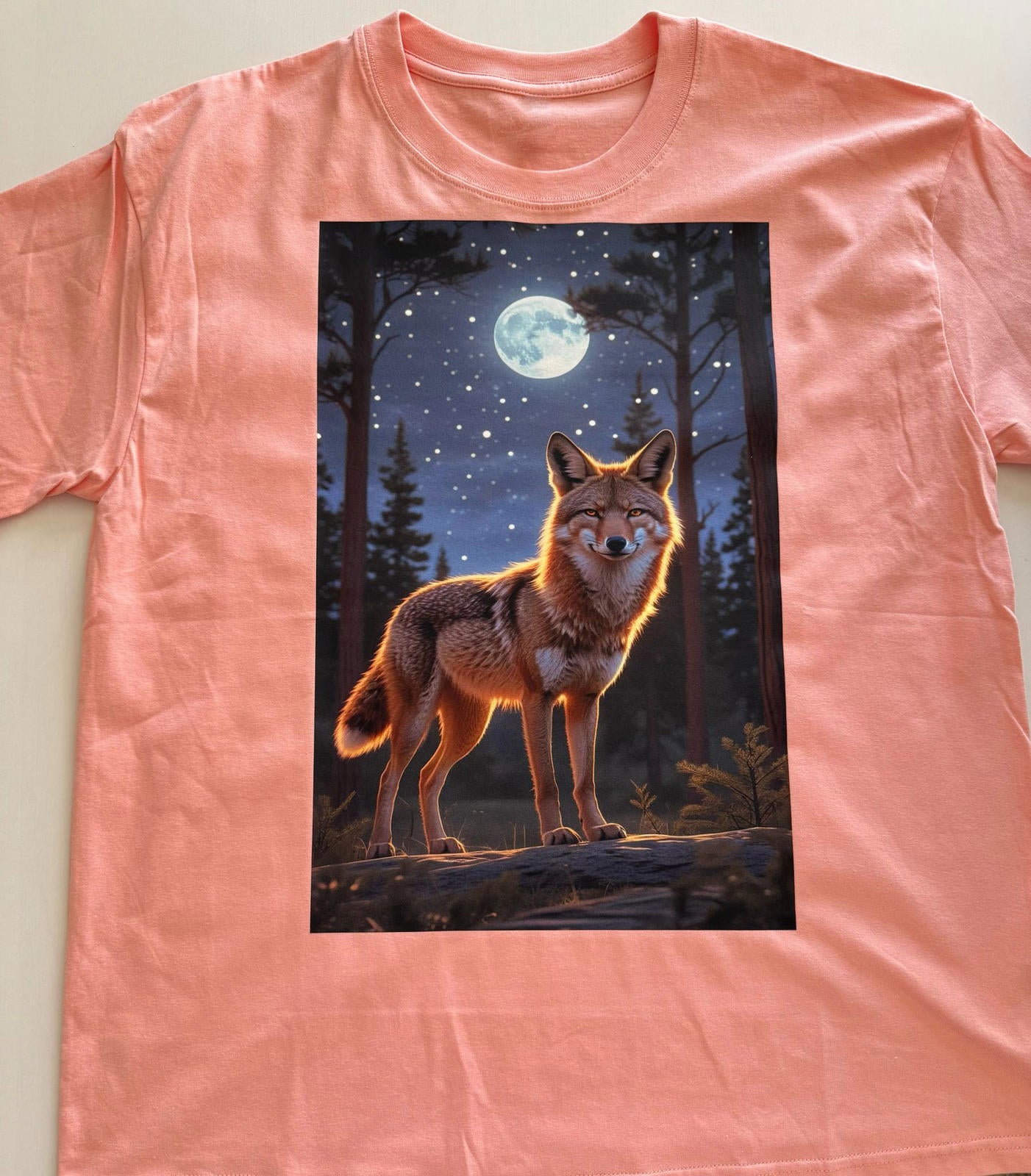 E#15-M- Wolf-Cotton 100% comfortable breathable T-shirt Pink